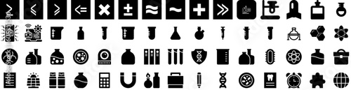 Set Of Science Icons Isolated Silhouette Solid Icon With Laboratory  Biology  Science  Research  Chemistry  Medicine  Technology Infographic Simple Vector Illustration Logo