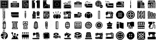 Set Of Sewing Icons Isolated Silhouette Solid Icon With Sewing, Tailor, Sew, Equipment, Design, Needle, Fashion Infographic Simple Vector Illustration Logo