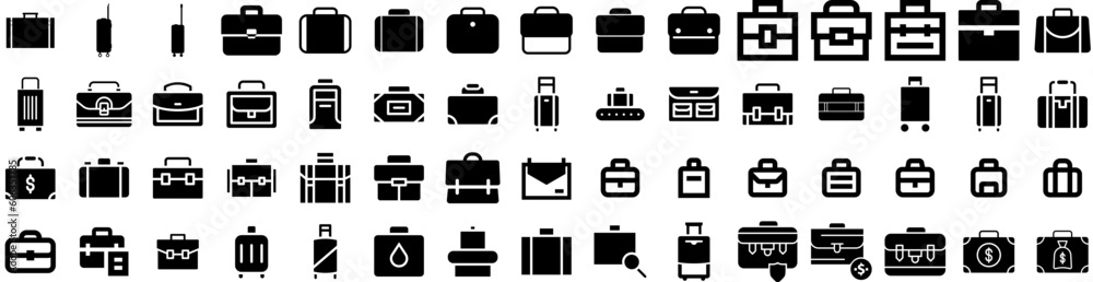 Set Of Suitcase Icons Isolated Silhouette Solid Icon With Vacation, Travel, Journey, Suitcase, Baggage, Tourism, Luggage Infographic Simple Vector Illustration Logo Set Of Suitcase Icons Isolated Silhouette Solid Icon With Vacation, Travel, Journey, Suitcase, Baggage, Tourism, Luggage Infographic Simple Vector Illustration Logo