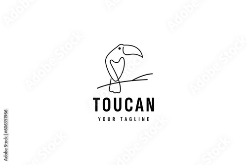 toucan line art logo vector icon illustration