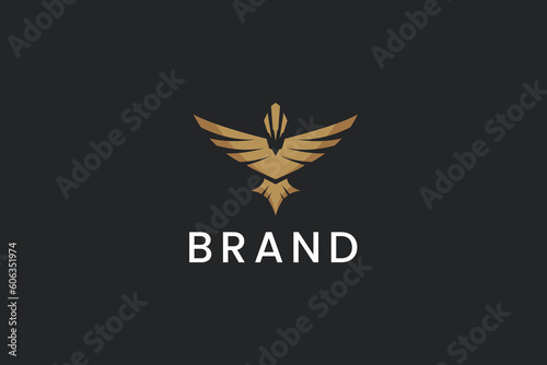 luxury flying bird logo vector icon illustration