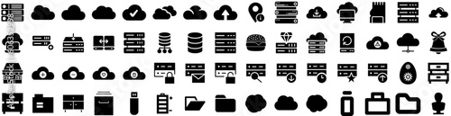 Set Of Storage Icons Isolated Silhouette Solid Icon With Container, Unit, Industrial, System, Storage, Business, Technology Infographic Simple Vector Illustration Logo photo