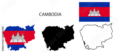 Cambodia Flag and map illustration vector