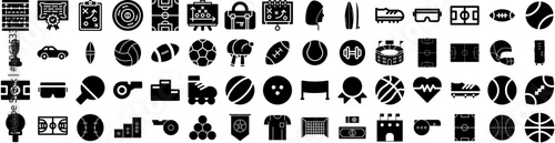 Set Of Sport Icons Isolated Silhouette Solid Icon With Background, Vector, Sport, Design, Competition, Game, Football Infographic Simple Vector Illustration Logo