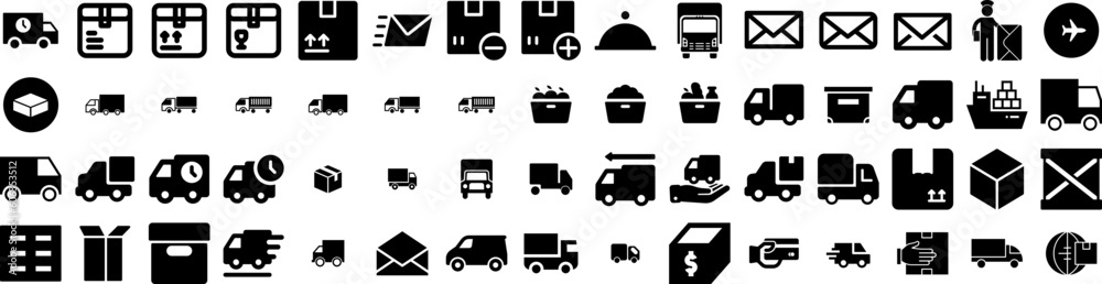 Set Of Delivery Icons Isolated Silhouette Solid Icon With Courier, Delivery, Order, Fast, Shipping, Transport, Service Infographic Simple Vector Illustration Logo Set Of Delivery Icons Isolated Silhouette Solid Icon With Courier, Delivery, Order, Fast, Shipping, Transport, Service Infographic Simple Vector Illustration Logo
