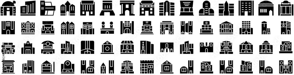 Set Of Architecture Icons Isolated Silhouette Solid Icon With Architecture, Construction, Structure, Modern, Building, Background, Design Infographic Simple Vector Illustration Logo