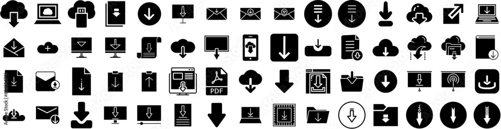 Set Of Download Icons Isolated Silhouette Solid Icon With Vector, App, File, Download, Button, Icon, Web Infographic Simple Vector Illustration Logo Set Of Download Icons Isolated Silhouette Solid Icon With Vector, App, File, Download, Button, Icon, Web Infographic Simple Vector Illustration Logo