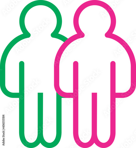 illustration of green and pink persons transparent 