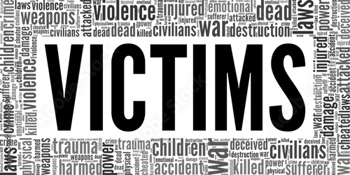 Victim word cloud conceptual design isolated on white background.