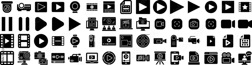 Set Of Video Icons Isolated Silhouette Solid Icon With Internet, Online, Video, Media, Digital, Web, Vector Infographic Simple Vector Illustration Logo Set Of Video Icons Isolated Silhouette Solid Icon With Internet, Online, Video, Media, Digital, Web, Vector Infographic Simple Vector Illustration Logo