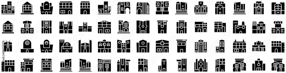Set Of Building Icons Isolated Silhouette Solid Icon With Building, Architecture, City, Business, Office, Urban, Construction Infographic Simple Vector Illustration Logo Set Of Building Icons Isolated Silhouette Solid Icon With Building, Architecture, City, Business, Office, Urban, Construction Infographic Simple Vector Illustration Logo