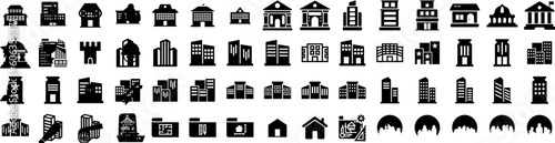 Set Of Architecture Icons Isolated Silhouette Solid Icon With Architecture, Structure, Modern, Background, Construction, Design, Building Infographic Simple Vector Illustration Logo