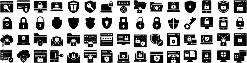 Set Of Secure Icons Isolated Silhouette Solid Icon With Secure, Protection, Technology, Internet, Security, Safety, Computer Infographic Simple Vector Illustration Logo Set Of Secure Icons Isolated Silhouette Solid Icon With Secure, Protection, Technology, Internet, Security, Safety, Computer Infographic Simple Vector Illustration Logo
