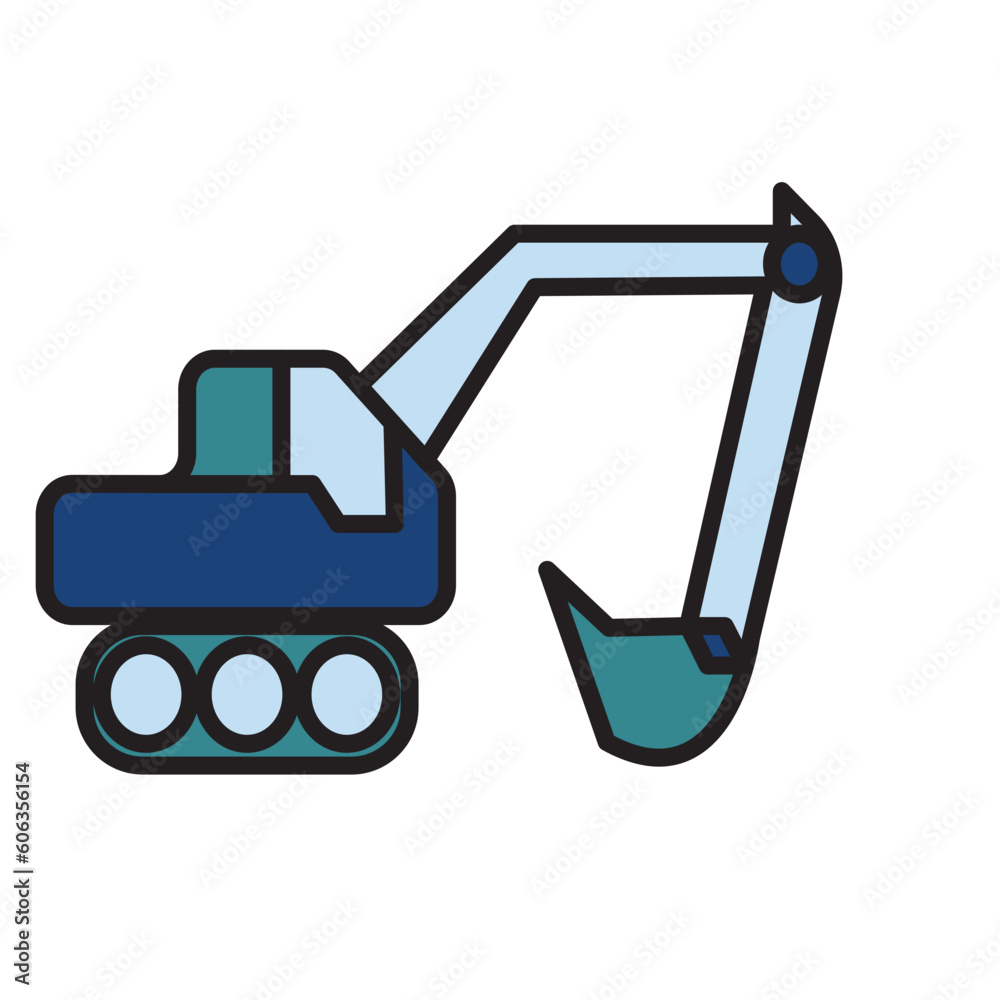 Filled Line EXCAVATOR design vector icon design vector line icon svg Filled Line EXCAVATOR design vector icon design vector line icon svg