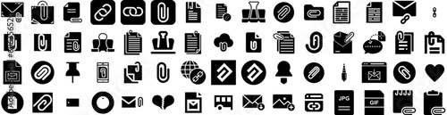 Set Of Attachment Icons Isolated Silhouette Solid Icon With Paper, Illustration, Attach, Symbol, Vector, Icon, Attachment Infographic Simple Vector Illustration Logo