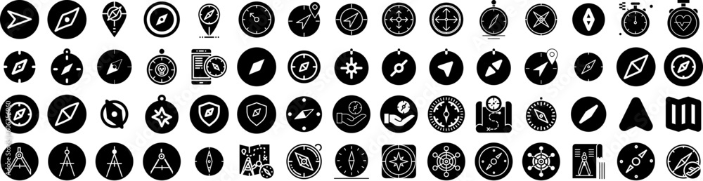 Set Of Compass Icons Isolated Silhouette Solid Icon With Navigation, Direction, North, Travel, Compass, Map, Design Infographic Simple Vector Illustration Logo Set Of Compass Icons Isolated Silhouette Solid Icon With Navigation, Direction, North, Travel, Compass, Map, Design Infographic Simple Vector Illustration Logo