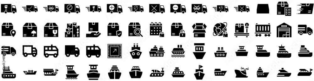 Set Of Delivery Icons Isolated Silhouette Solid Icon With Delivery, Fast, Shipping, Transport, Service, Courier, Order Infographic Simple Vector Illustration Logo Set Of Delivery Icons Isolated Silhouette Solid Icon With Delivery, Fast, Shipping, Transport, Service, Courier, Order Infographic Simple Vector Illustration Logo