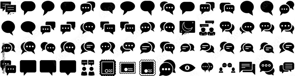 Set Of Dialogue Icons Isolated Silhouette Solid Icon With Dialogue, Illustration, Speech, Icon, Bubble, Vector, Message Infographic Simple Vector Illustration Logo