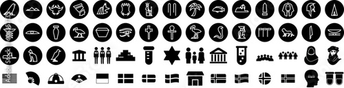 Set Of Culture Icons Isolated Silhouette Solid Icon With Together, People, Concept, Culture, Abstract, Diversity, Social Infographic Simple Vector Illustration Logo