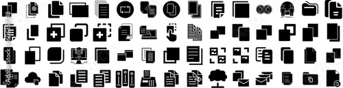 Set Of Duplicate Icons Isolated Silhouette Solid Icon With Icon, Internet, Symbol, Vector, Copy, Duplicate, Document Infographic Simple Vector Illustration Logo