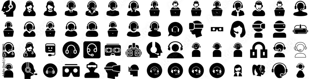 Set Of Headset Icons Isolated Silhouette Solid Icon With Technology, Support, Headset, Service, Customer, Operator, Isolated Infographic Simple Vector Illustration Logo Set Of Headset Icons Isolated Silhouette Solid Icon With Technology, Support, Headset, Service, Customer, Operator, Isolated Infographic Simple Vector Illustration Logo