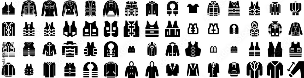 Set Of Jacket Icons Isolated Silhouette Solid Icon With Fashion, Clothes, Wear, Illustration, Textile, Isolated, Template Infographic Simple Vector Illustration Logo Set Of Jacket Icons Isolated Silhouette Solid Icon With Fashion, Clothes, Wear, Illustration, Textile, Isolated, Template Infographic Simple Vector Illustration Logo