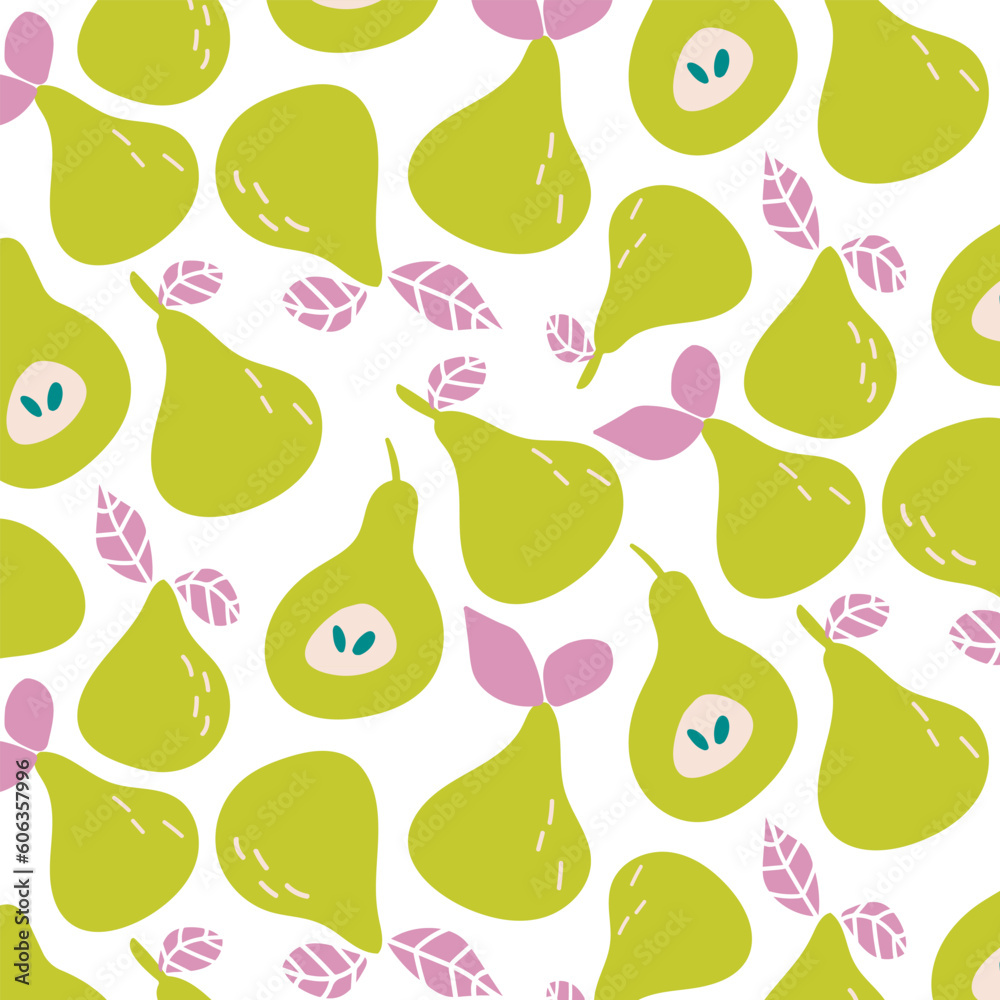 Seamless pattern with yellow pear. Fruit background. Vector print for fabric and wallpaper. Seamless pattern with yellow pear. Fruit background. Vector print for fabric and wallpaper.
