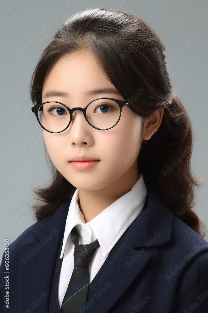 メガネをかけた女子学生、female student wearing glasses(AI) メガネをかけた女子学生、female student wearing glasses(AI)