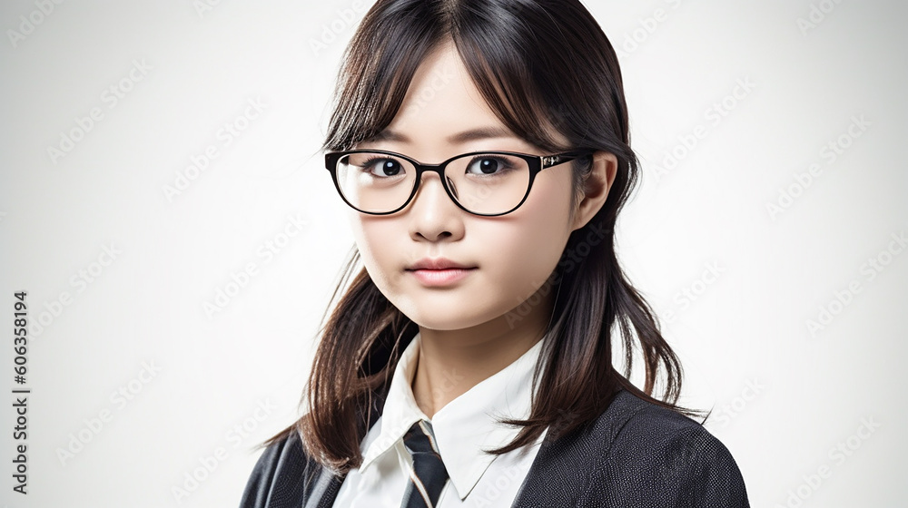 メガネをかけた女子学生、female student wearing glasses(AI)