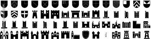 Set Of Medieval Icons Isolated Silhouette Solid Icon With Design, Old, Vintage, Fantasy, Medieval, Background, Illustration Infographic Simple Vector Illustration Logo