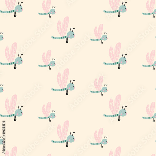 Vector pattern with dragonfly. Vector texture for kids bedding  fabric  wallpaper  wrapping paper  textile  t-shirt