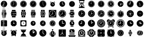 Set Of Minute Icons Isolated Silhouette Solid Icon With Icon, Timer, Time, Clock, Symbol, Hour, Vector Infographic Simple Vector Illustration Logo