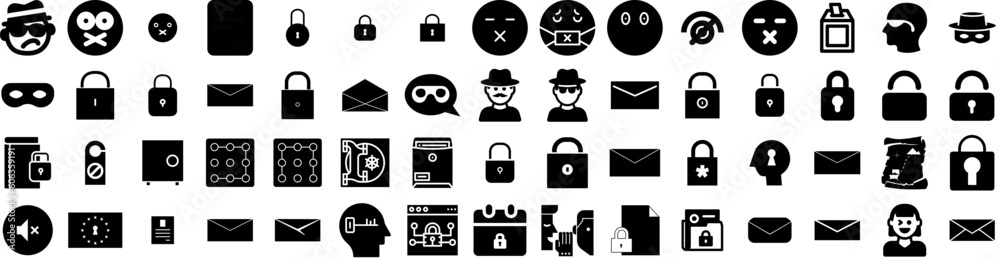 Set Of Secret Icons Isolated Silhouette Solid Icon With Secret, Confidential, Background, Information, Top, Vector, Stamp Infographic Simple Vector Illustration Logo Set Of Secret Icons Isolated Silhouette Solid Icon With Secret, Confidential, Background, Information, Top, Vector, Stamp Infographic Simple Vector Illustration Logo