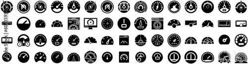 Set Of Speedometer Icons Isolated Silhouette Solid Icon With Meter, Car, Speedometer, Vector, Fast, Icon, Speed Infographic Simple Vector Illustration Logo photo