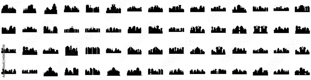 Set Of Urban Icons Isolated Silhouette Solid Icon With Grunge, Poster, Background, Modern, Urban, Art, Abstract Infographic Simple Vector Illustration Logo