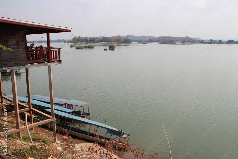 river mekong at khong island in laos