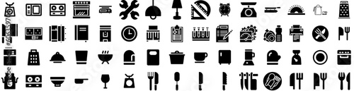 Set Of Utensils Icons Isolated Silhouette Solid Icon With Kitchen, Set, Spoon, Utensil, Vector, Cooking, Food Infographic Simple Vector Illustration Logo
