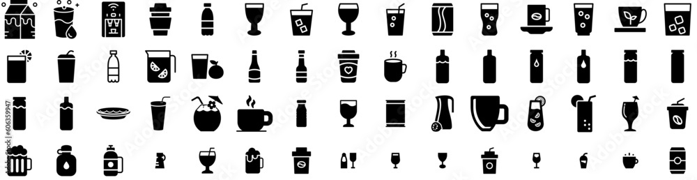 Set Of Drink Icons Isolated Silhouette Solid Icon With Glass, Girl, Lifestyle, Woman, Drink, Young, Beverage Infographic Simple Vector Illustration Logo Set Of Drink Icons Isolated Silhouette Solid Icon With Glass, Girl, Lifestyle, Woman, Drink, Young, Beverage Infographic Simple Vector Illustration Logo