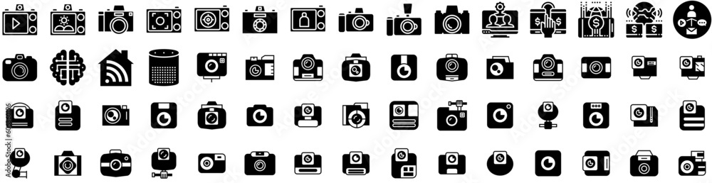 Set Of Digital Icons Isolated Silhouette Solid Icon With Digital, Network, Business, Concept, Technology, Background, Data Infographic Simple Vector Illustration Logo