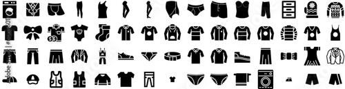 Set Of Clothes Icons Isolated Silhouette Solid Icon With Fabric, Clothes, Style, Cloth, Clothing, Background, Fashion Infographic Simple Vector Illustration Logo