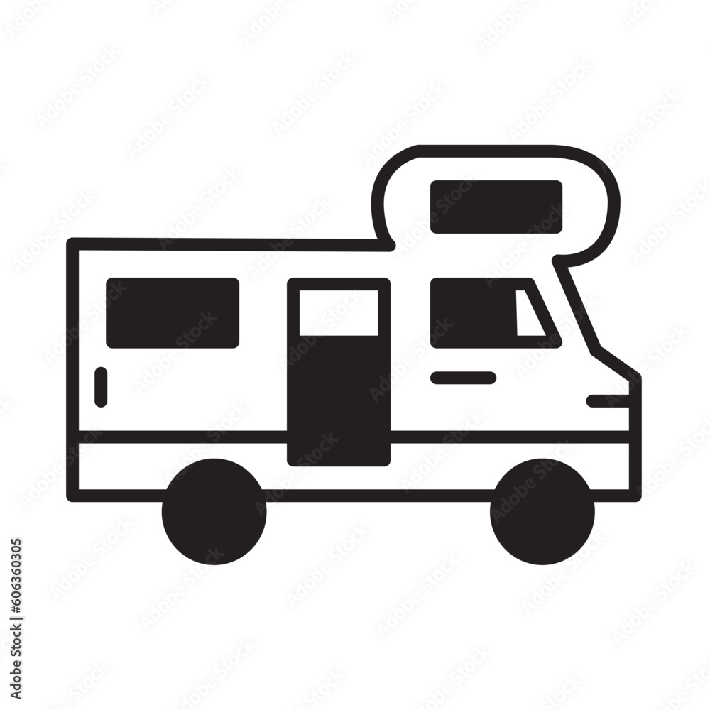 Solid Line HOUSE ON WHEELS design vector icon design vector line icon svg Solid Line HOUSE ON WHEELS design vector icon design vector line icon svg