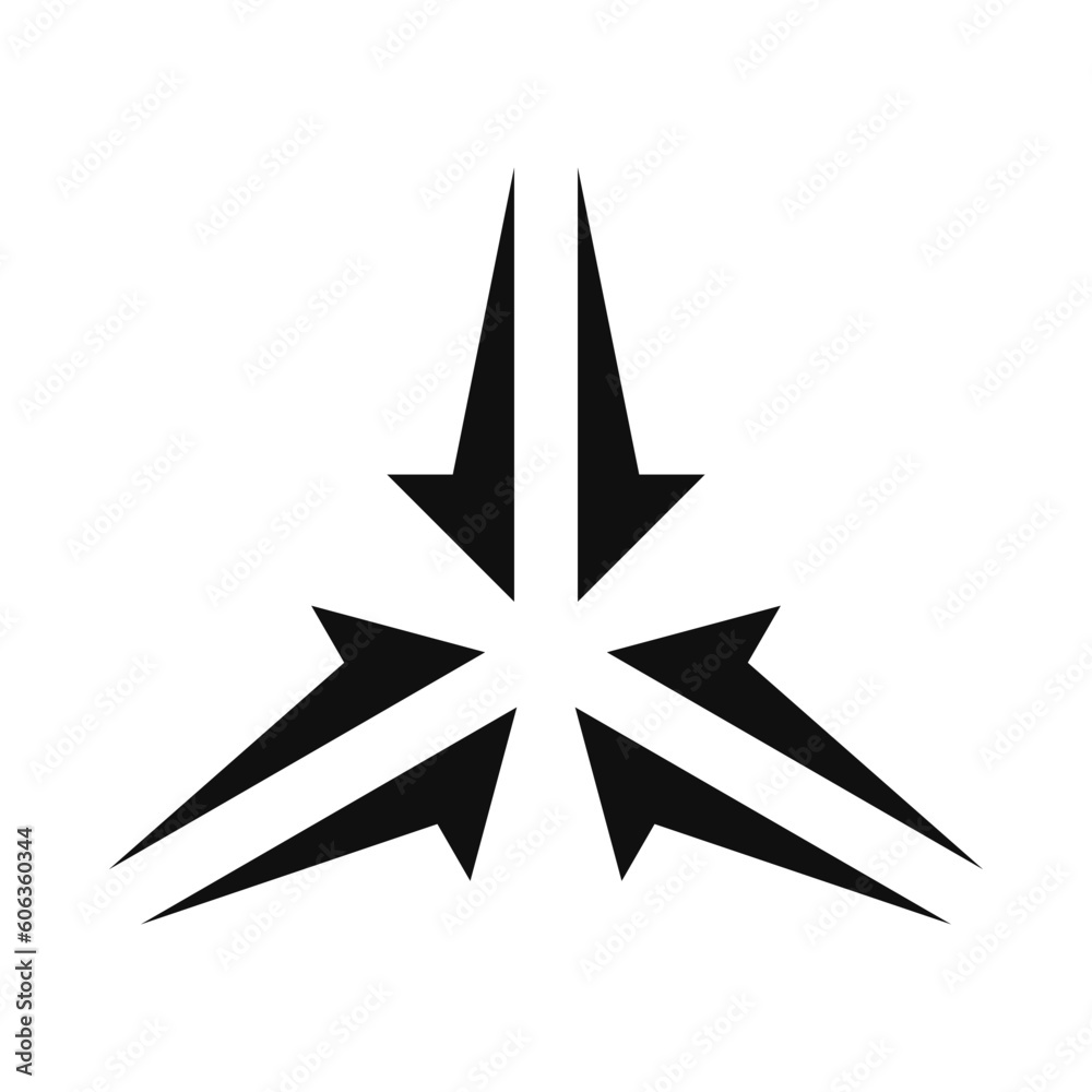 Fototapeta premium Three Inward Pointing Split Bursting Arrows