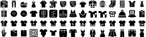 Set Of Clothes Icons Isolated Silhouette Solid Icon With Background, Cloth, Clothes, Fabric, Fashion, Clothing, Style Infographic Simple Vector Illustration Logo