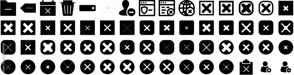 Set Of Delete Icons Isolated Silhouette Solid Icon With Trash, Design, Web, Vector, Icon, Delete, Symbol Infographic Simple Vector Illustration Logo