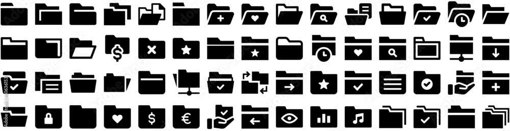Set Of Folder Icons Isolated Silhouette Solid Icon With Illustration, Document, Paper, Open, Folder, Business, File Infographic Simple Vector Illustration Logo Set Of Folder Icons Isolated Silhouette Solid Icon With Illustration, Document, Paper, Open, Folder, Business, File Infographic Simple Vector Illustration Logo