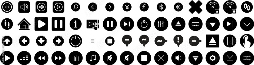 Set Of Button Icons Isolated Silhouette Solid Icon With Button, Illustration, Icon, Web, Design, Modern, Vector Infographic Simple Vector Illustration Logo