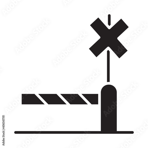 Fotografie Solid LEVEL CROSSING design vector icon design vector line icon svg