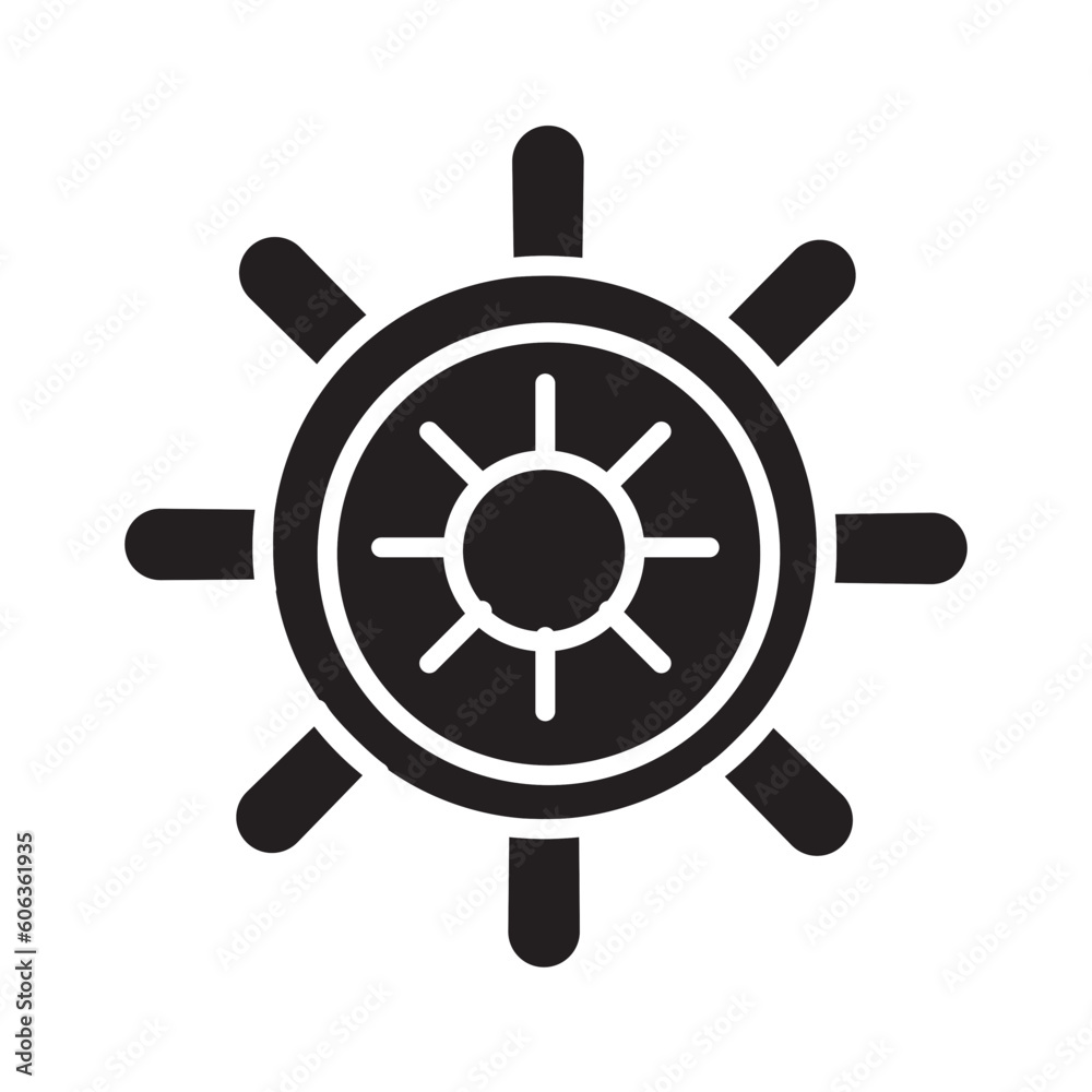 Obraz premium Solid SHIP WHEEL design vector icon design vector line icon svg