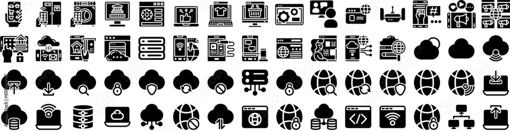 Set Of Internet Icons Isolated Silhouette Solid Icon With Network, Communication, Web, Concept, Background, Internet, Technology Infographic Simple Vector Illustration Logo Set Of Internet Icons Isolated Silhouette Solid Icon With Network, Communication, Web, Concept, Background, Internet, Technology Infographic Simple Vector Illustration Logo