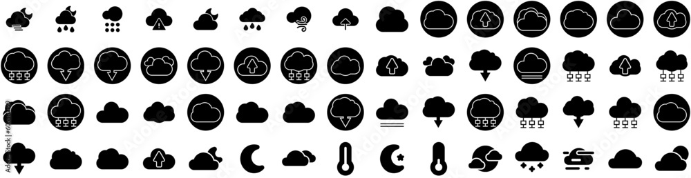 Set Of Weather Icons Isolated Silhouette Solid Icon With Set, Weather, Rain, Cloud, Forecast, Sky, Sun Infographic Simple Vector Illustration Logo Set Of Weather Icons Isolated Silhouette Solid Icon With Set, Weather, Rain, Cloud, Forecast, Sky, Sun Infographic Simple Vector Illustration Logo